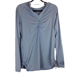 ExOfficio Women’s Hooded Top Sol Cool Ice Blue Long Sleeve Thumbhole Zip Pocket